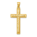 14k Diamond-cut Latin Cross Pendant, 40.1 x 19.7 mm
