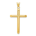 14k Polished Tube Cross Pendant, 40.2 x 20.3 mm