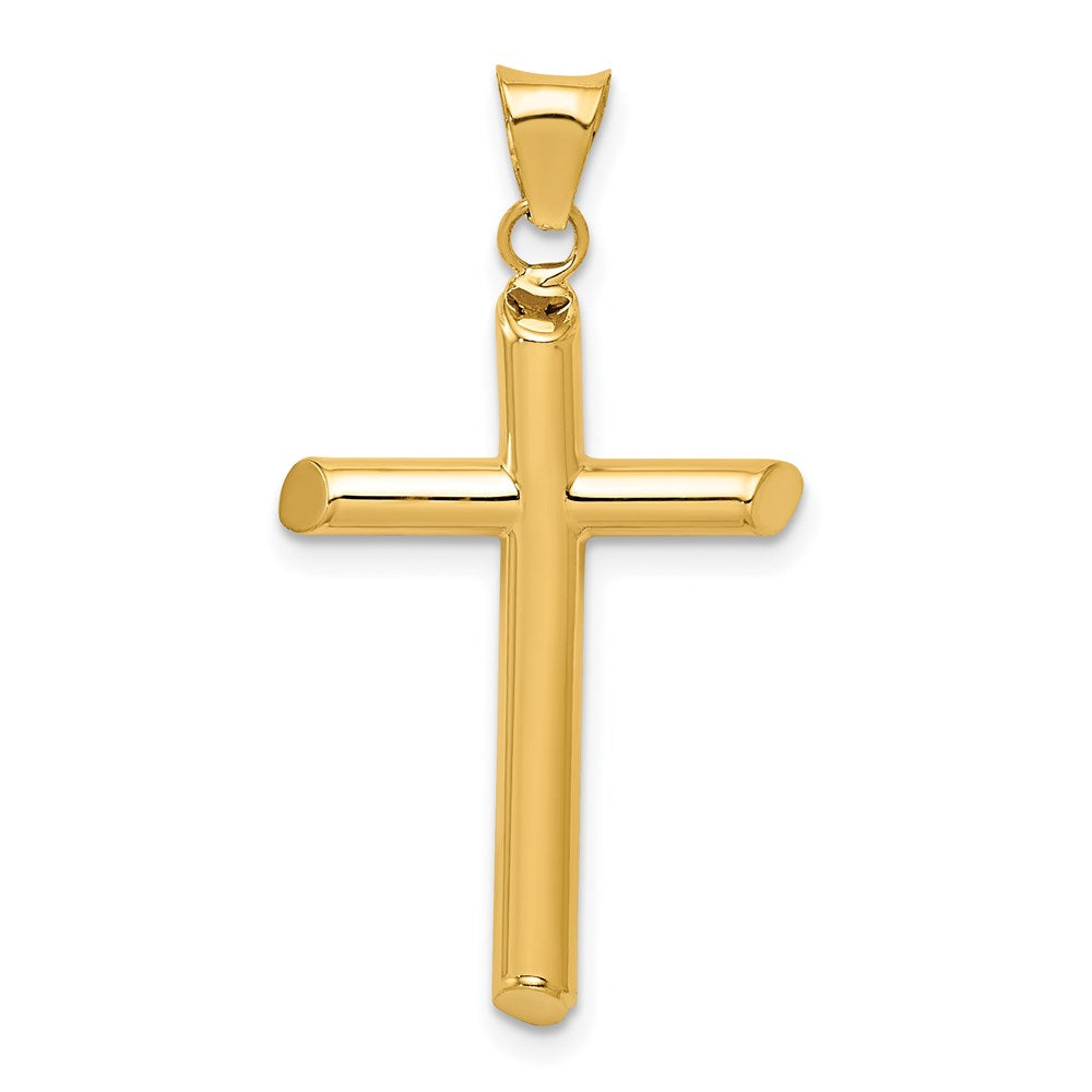 14k Polished Tube Cross Pendant, 32.3 x 17.17 mm