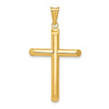 14k Polished Tube Cross Pendant, 36.7 x 22.1 mm