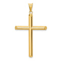 14k Polished Tube Cross Pendant, 45.3 x 27.6 mm