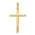 14k Polished Tube Cross Pendant, 47.4 x 26.2 mm
