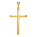 14k Polished Tube Cross Pendant, 47.35 x 24.2 mm