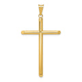 14k Polished Tube Cross Pendant, 51.8 x 29.17 mm