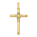 14K Polished with Center Wrap Tube Cross Pendant, 51.43 x 26.7 mm
