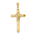 14K Polished with Center Wrap Tube Cross Pendant, 43.3 x 22.3 mm