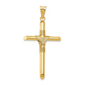 14K Polished with Center Wrap Tube Cross Pendant, 45.2 x 23.6 mm