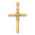 14K Polished with Center Wrap Tube Cross Pendant, 34.7 x 21.6 mm