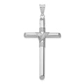 14K White Gold with Center Wrap Tube Cross Pendant, 51.36 x 27.47 mm