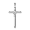 14K White Gold with Center Wrap Tube Cross Pendant, 42.76 x 22.53 mm