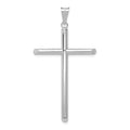 14k White Gold Polished Tube Cross Pendant, 52.68 x 28.91 mm