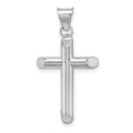 14k White Gold Polished Tube Cross Pendant, 30 x 14.7 mm