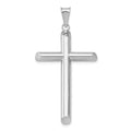 14k White Gold Polished Tube Cross Pendant, 50.63 x 27.5 mm