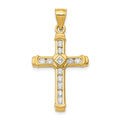 14k CZ Cross Pendant, 33.1 x 17.74 mm