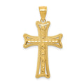 14k Diamond-cut Cross Pendant, 33.69 x 19.17 mm