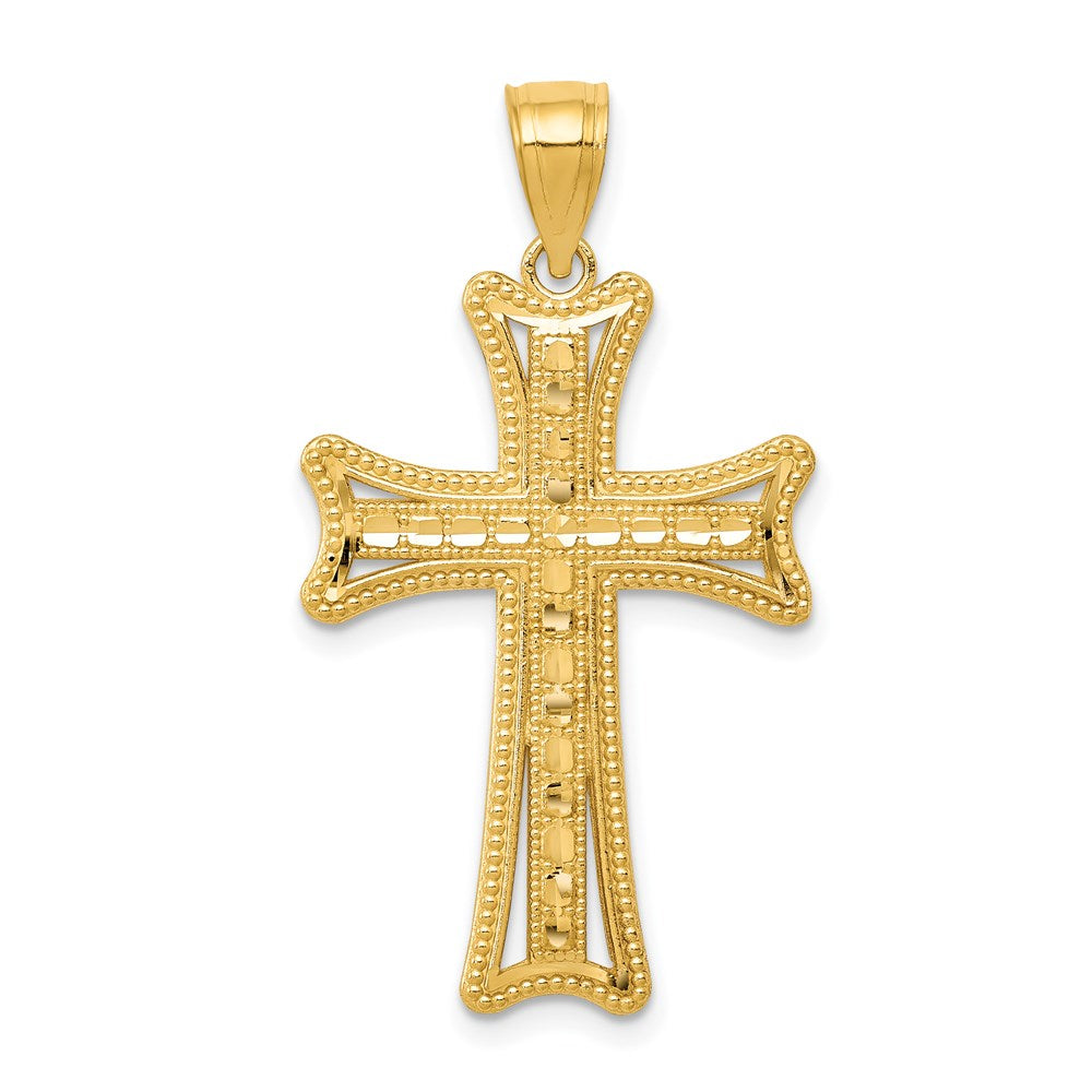 14k Diamond-cut Cross Pendant, 33.69 x 19.17 mm