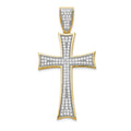 14k and White Rhodium Micro Pav‚ CZ Large Cross Pendant, 48.67 x 24.5 mm