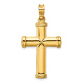 14k Polished Stamping Cross Pendant, 43.19 x 24.83 mm
