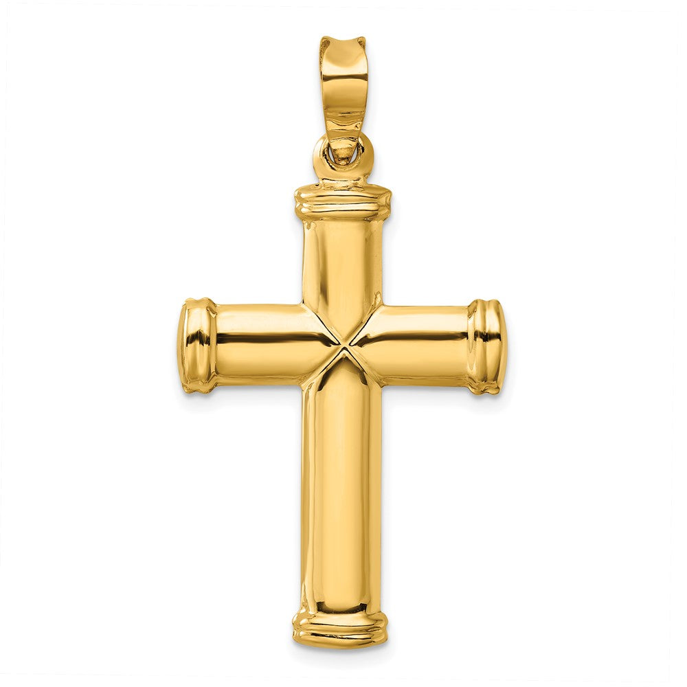 14k Polished Stamping Cross Pendant, 43.19 x 24.83 mm