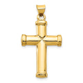14k Polished Stamping Cross Pendant, 32.21 x 18.42 mm