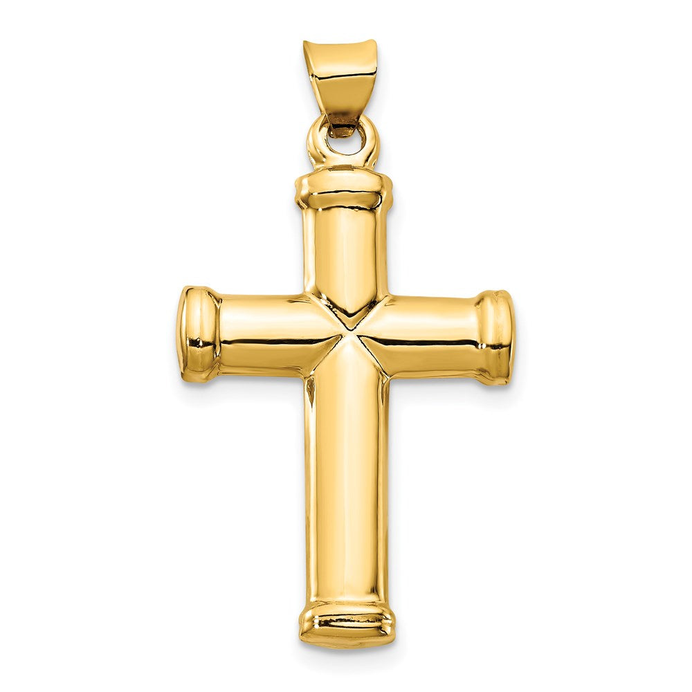 14k Polished Stamping Cross Pendant, 32.21 x 18.42 mm