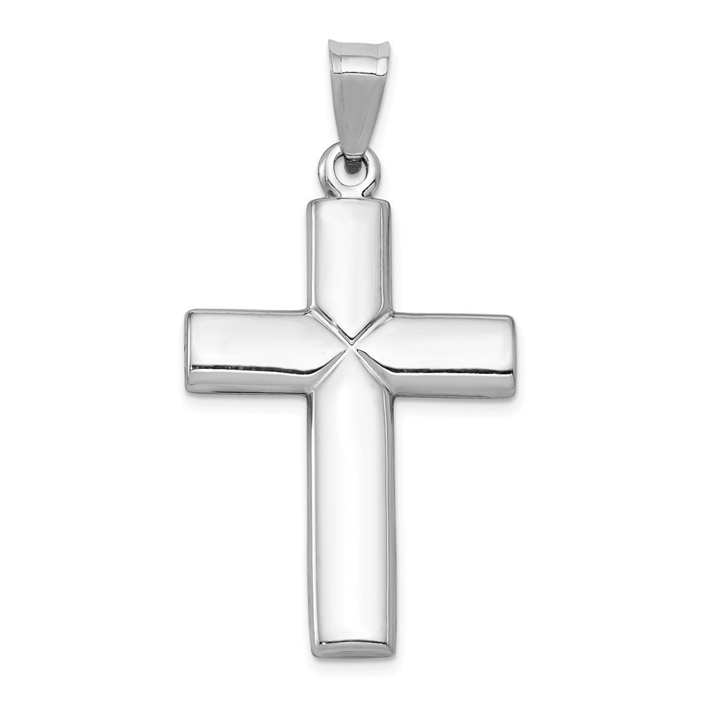 14k White Gold Stamping Cross Pendant, 42.99 x 23.46 mm