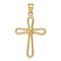 14k Polished Rounded Cross with -X- Center Pendant, 35.62 x 20.41 mm