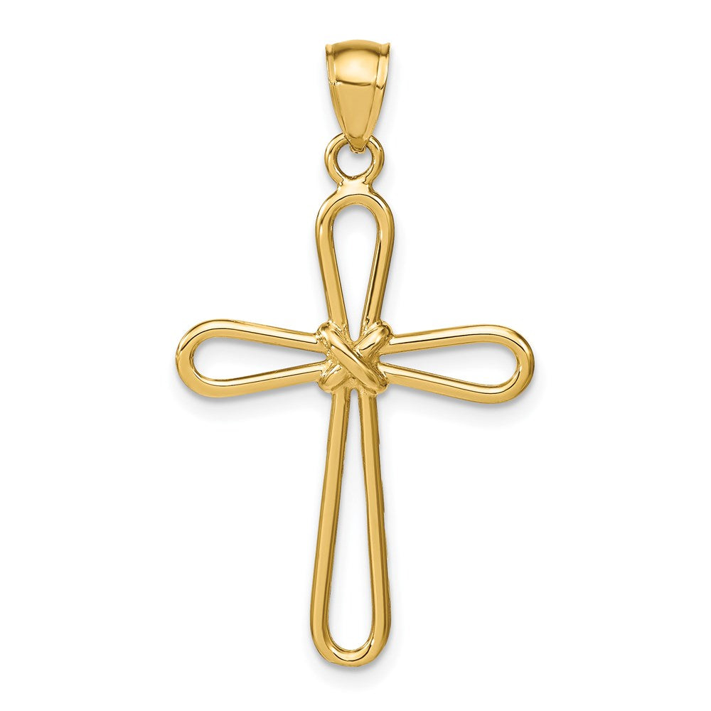 14k Polished Rounded Cross with -X- Center Pendant, 35.62 x 20.41 mm