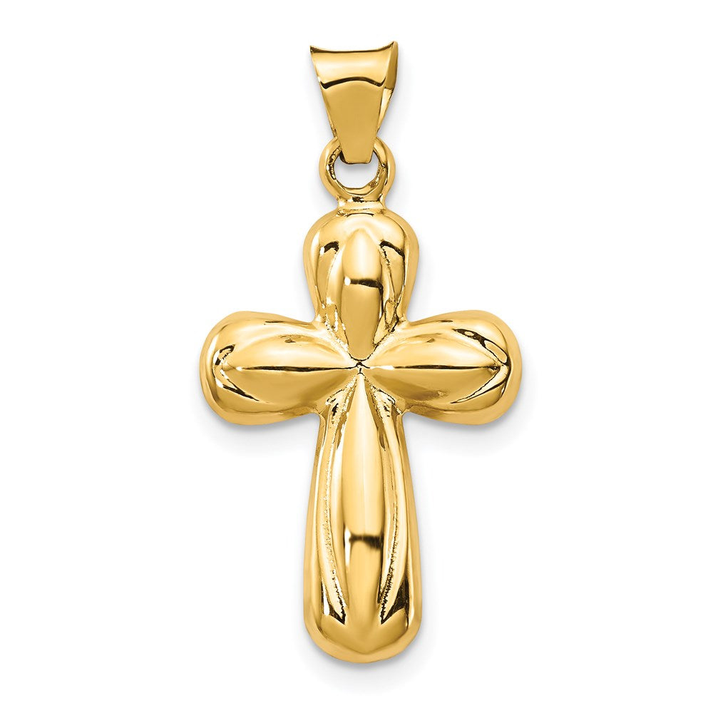 14k Polished Stamping Cross Pendant, 27.45 x 13.86 mm
