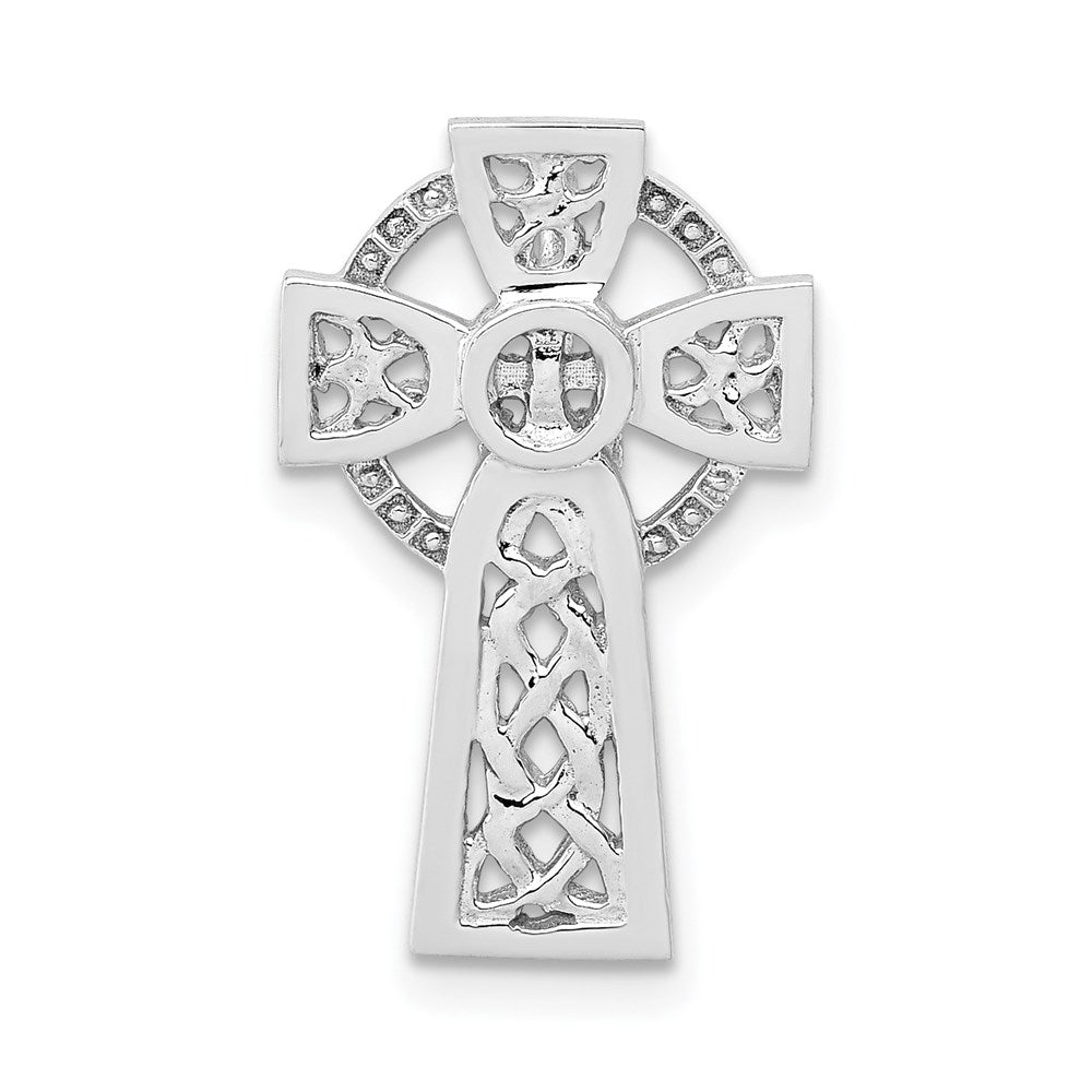 14k White Gold Polished Celtic Cross Omega Slide, 19.65 x 12.22 mm