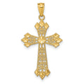 14k Diamond-cut Polished Filigree Cross Pendant, 32.42 x 17.45 mm
