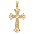 14k Diamond-cut Polished Filigree Hearts Cross Pendant, 32 x 17.76 mm