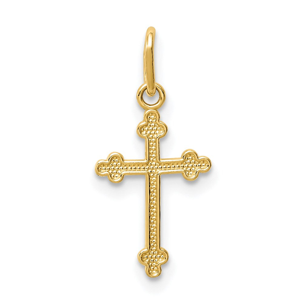 14k Polished Small Budded Cross Charm, 19.02 x 9.02 mm