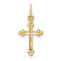 14k Small Diamond-cut Budded Cross Pendant, 19.75 x 9.45 mm
