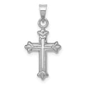 14k White Gold Fleur de Lis Hollow Cross Charm, 22.31 x 10.96 mm