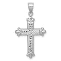 14k White Gold Reversible Diamond-cut Cross Pendant, 34 x 19.12 mm