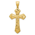 14k Diamond-cut Budded Cross Pendant, 41.12 x 21.34 mm