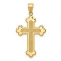 14K Satin and Polished Budded Cross Pendant, 35.72 x 19.8 mm