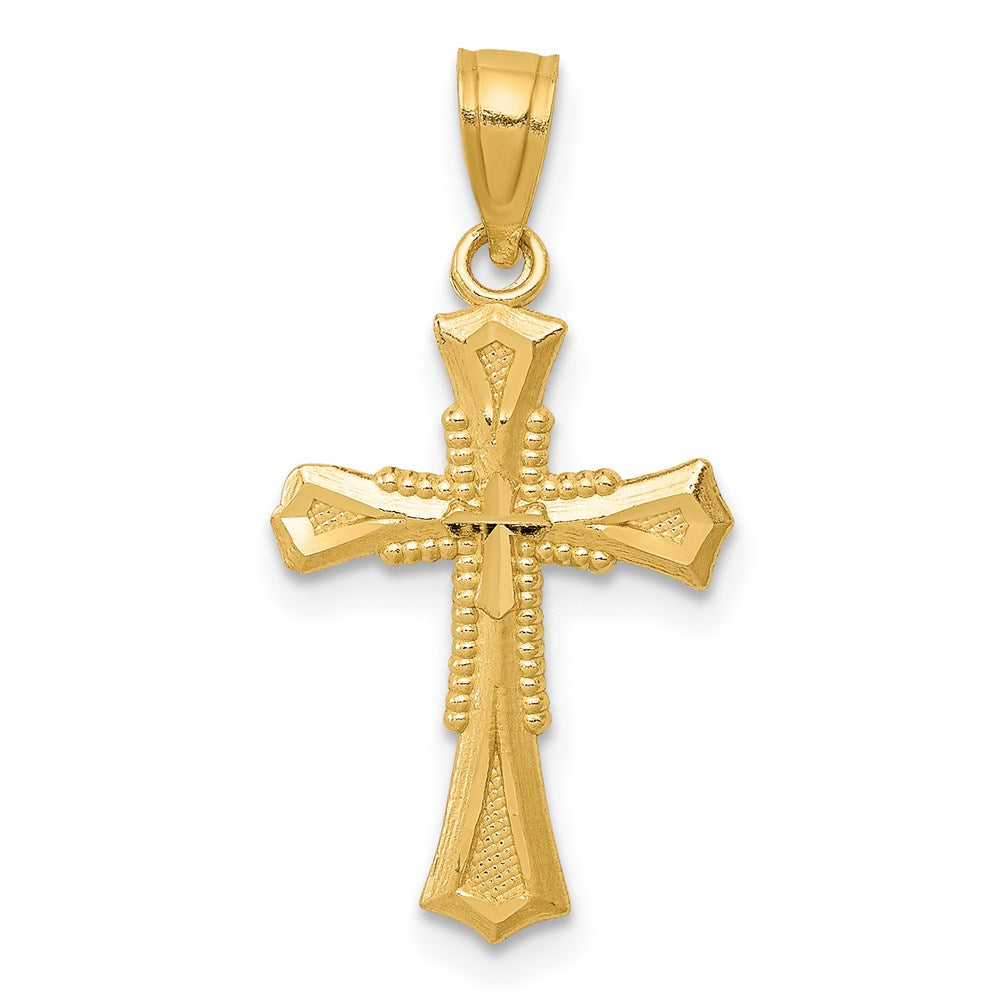 14k Diamond-cut Cross Pendant, 25.1 x 12.64 mm