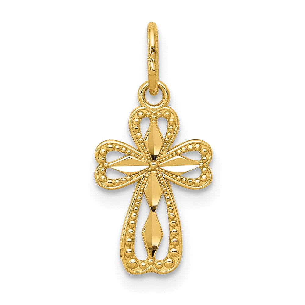 14k Diamond-cut Polished Small Cross Pendant, 18.5 x 8.73 mm