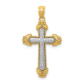 14k Two-tone Polished Cross Pendant, 31.52 x 17.4 mm