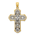 14k and White Rhodium Reversible Diamond-cut Filigree Cross Pendant, 37.9 mm