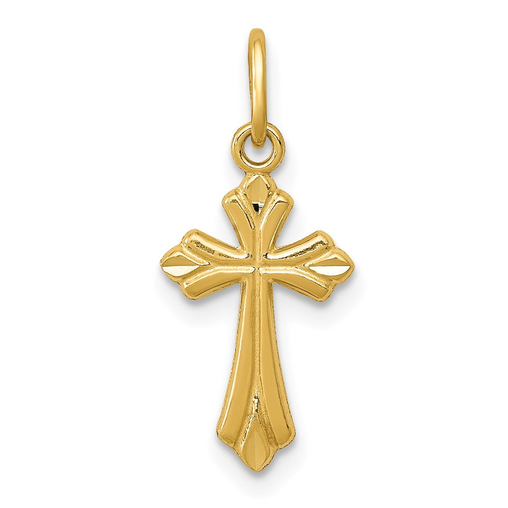 14k Polished Diamond-cut Small Cross Charm, 20.38 x 8.74 mm