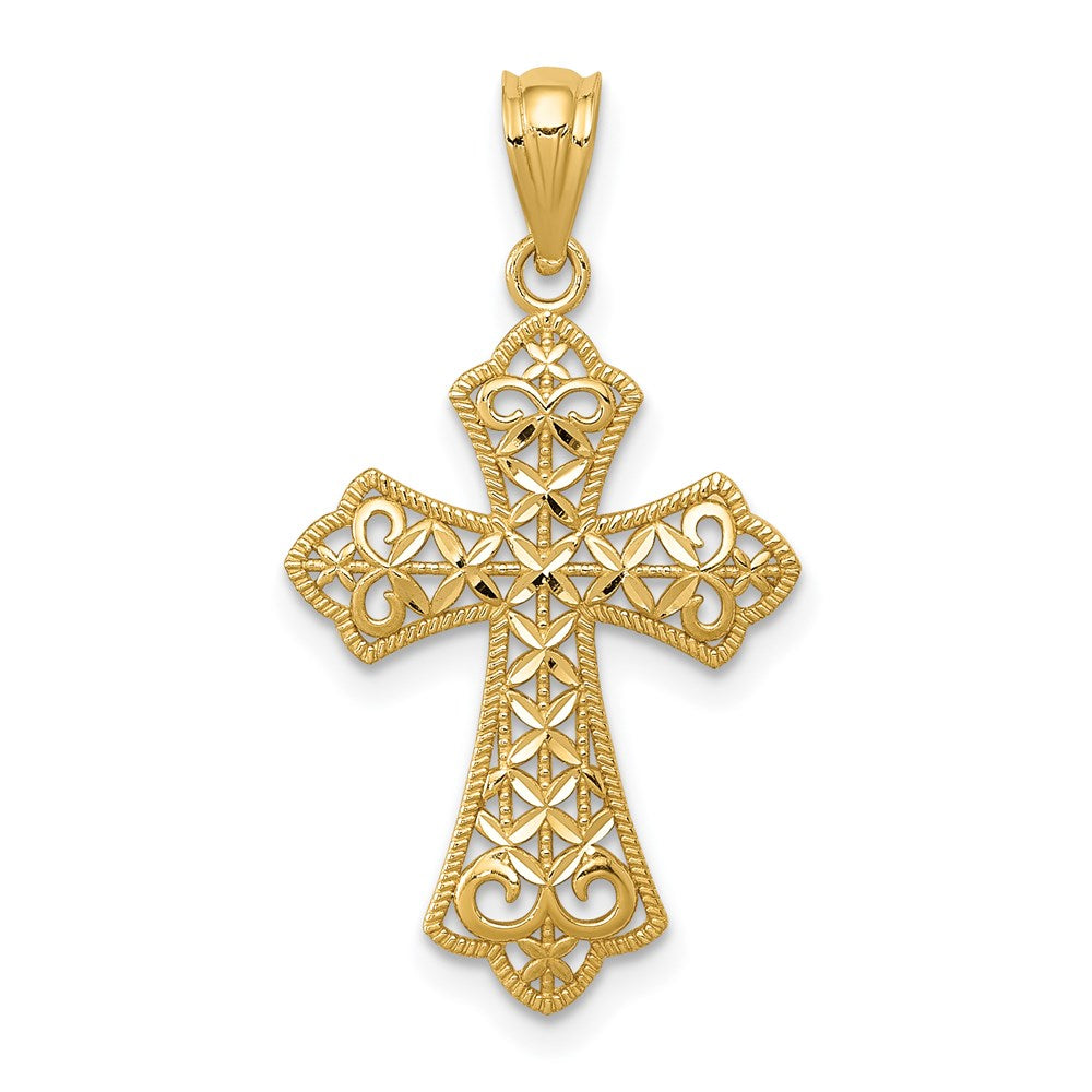 14k Polished Filigree Cross Pendant, 26.19 x 14.94 mm