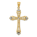 14k and White Rhodium Diamond-cut Cross Pendant, 41.55 x 23.4 mm