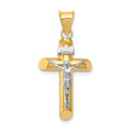 14k Two-Tone Polished Crucifix Pendant, 30 x 15 mm