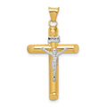 14k Two-Tone Polished Crucifix Pendant, 36 x 19 mm
