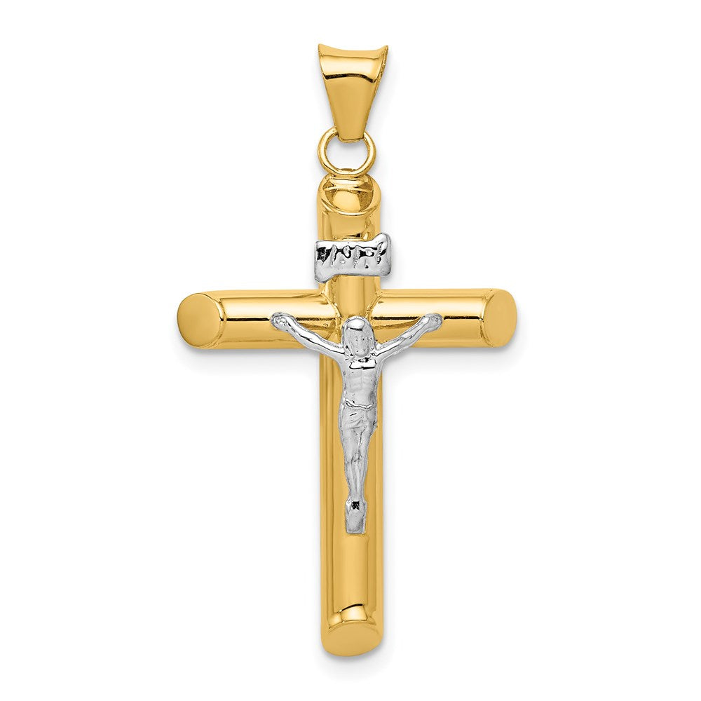 14k Two-Tone Polished Crucifix Pendant, 36 x 19 mm