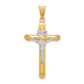 14k Two-Tone Polished Crucifix Pendant, 42 x 20 mm
