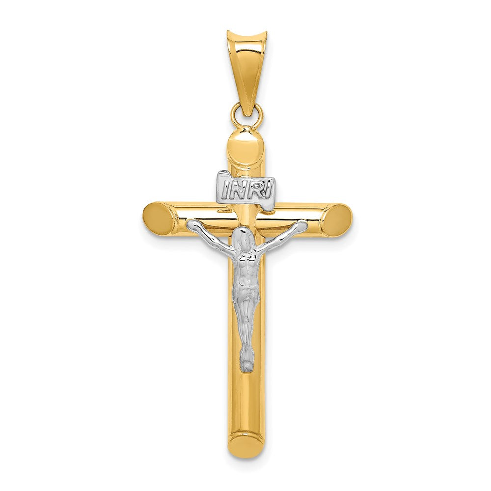 14k Two-Tone Polished Crucifix Pendant, 42 x 20 mm